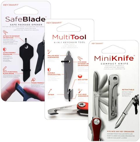 KeySmart  Mini Knife | SafeBlade | MultiTool 5-in-1 Accessory 3 Pack - Grey/Black - Brand New