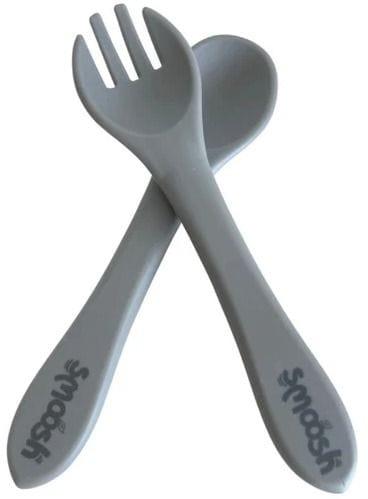 Smoosh  Fork and Spoon Set - Grey - Brand New