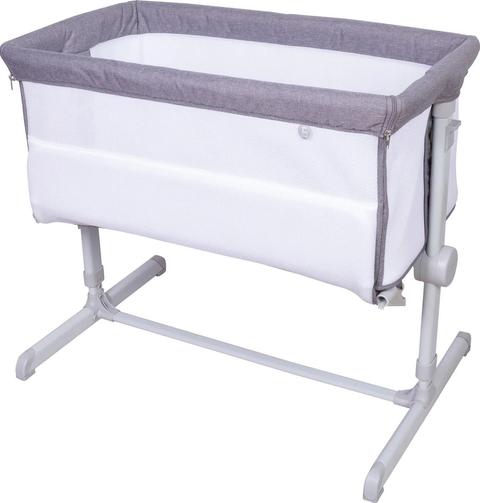 Child Care  Dusk Bedside Sleeper Bassinet with Mattress  - Grey - Over Stock