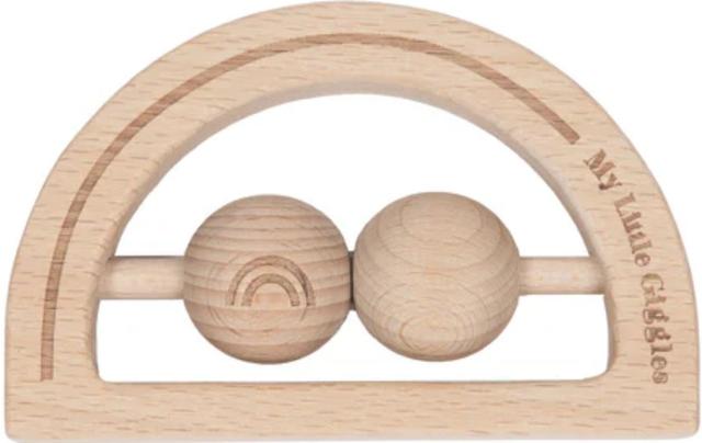 My Little Giggles  Rainbow Rattle Teether in Natural Wood in Brand New condition