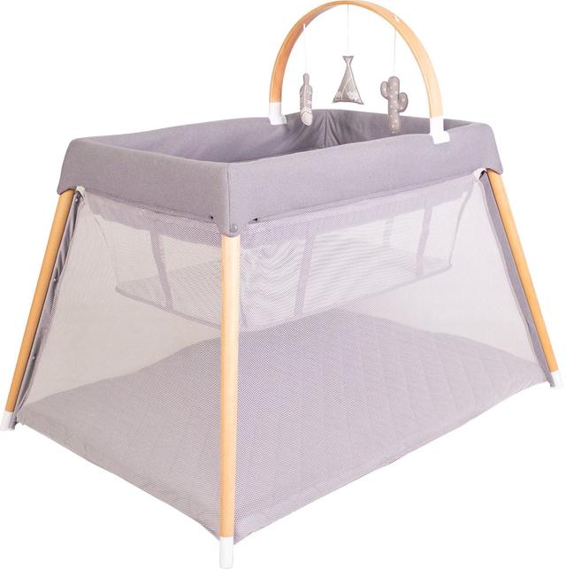 Bebe Care  Zuri Timber Travel Cot with Mattress in Natural in Premium condition