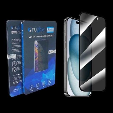 Nuglas  Privacy Full Cover 3D Tempered Glass Screen Protector for iPhone 15 Pro Max - Privacy - Brand New