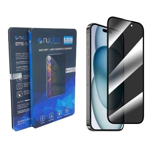 Nuglas  Privacy Full Cover 3D Tempered Glass Screen Protector for iPhone 15 Pro in Privacy in Brand New condition