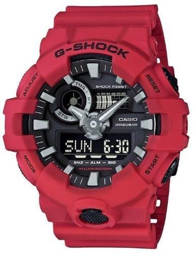 Casio  G-Shock GA-700-4A Analog Digital Super Illuminator Sport Watch - Red/Black - Excellent