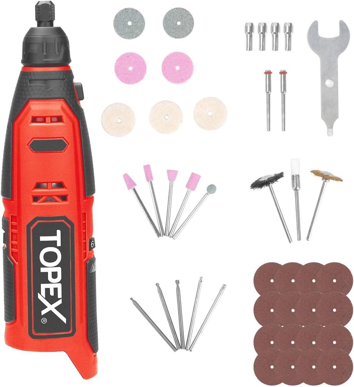 Topex  12V Cordless Rotary Tool Kit (Skin Only) - Red - Brand New