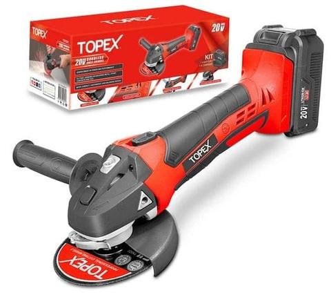 Topex  20V Cordless Angle Grinder 125mm Li-ion Grinding Cutting Power Tool - Red/Black - Brand New