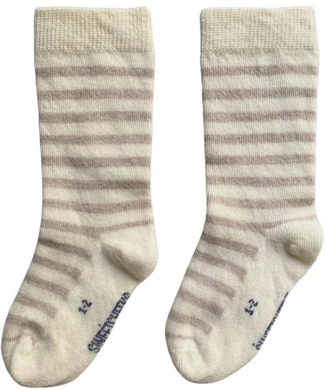 Sweet Cheeks Merino  Baby Merino Long Socks in Sand Stripe in Premium condition