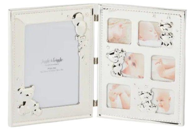 Jiggle & Giggle  Double Collage Photo Frame in Silver in Over Stock condition