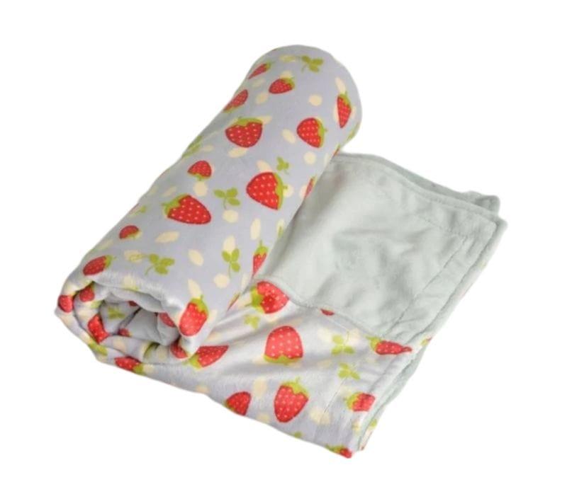 Itti Bitti  Cot Blanket - Strawberry Shortcake w/ Silver Contrast - Over Stock