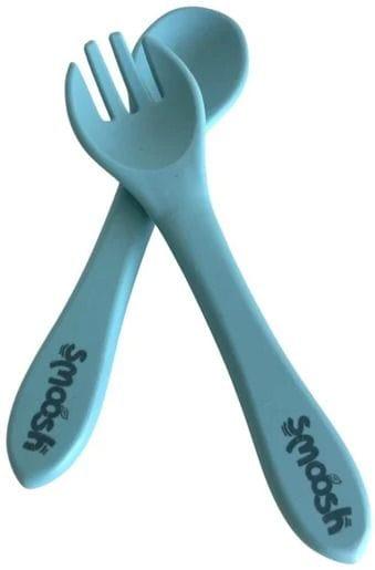 Smoosh  Fork and Spoon Set - Teal - Brand New