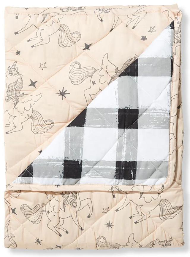 Sack Me  Cot Quilted Cover/Playmat in Unicorn/Grey Gingham in Premium condition