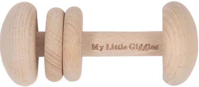 My Little Giggles  Keepsake Baby Rattle Teether in Wood in Brand New condition