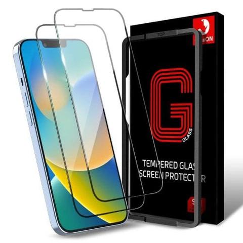 Tough On  2 Pack Full Tempered Glass Screen Protector for iPhone 14 Plus - Black Edge - Brand New