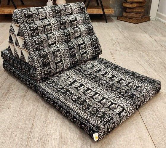 Mango Trees [Large] THREE FOLDS Thai Triangle Pillow Foldout Daybed TTP10BLKELE in Black Elephant in Brand New condition