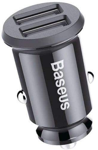Baseus  Universal Car Charger Grain Pro Mini Dual USB Cigarette Lighter  - Black - Brand New