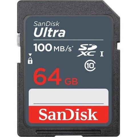 SanDisk  Ultra 64GB SDHC SDXC SD C10 Memory Card (100MB/s) - 64GB - Default - Brand New