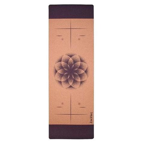 Zenvibes  Premium Cork Yoga Mat with Rubber Back (4.5mm) - Flower Of Life Elements  - Brand New