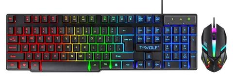 T-Wolf T-WOLF TF800 4-IN-1 Gaming Keyboard Mouse Headset Mousepad Gaming Set - Black/Red - Brand New