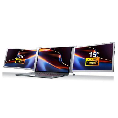 15" Trifold Portable Monitor 1080P IPS FHD Laptop Screen Extender For Laptop