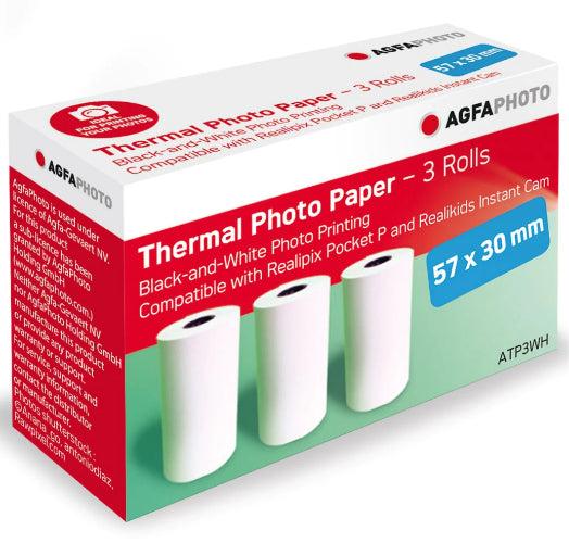 Agfaphoto Realipix 3 Rolls Black White Thermal Printer Paper Fits Realipix P Pocket Printer ATP3WH