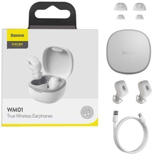 Baseus  Bluetooth Headphones Wireless  Encok True Noise Reduction Earphones - White - Brand New