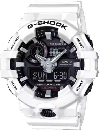 Casio  G-Shock GA-700-7A Analog Digital Super Illuminator Sport Watch - Black/White - Excellent