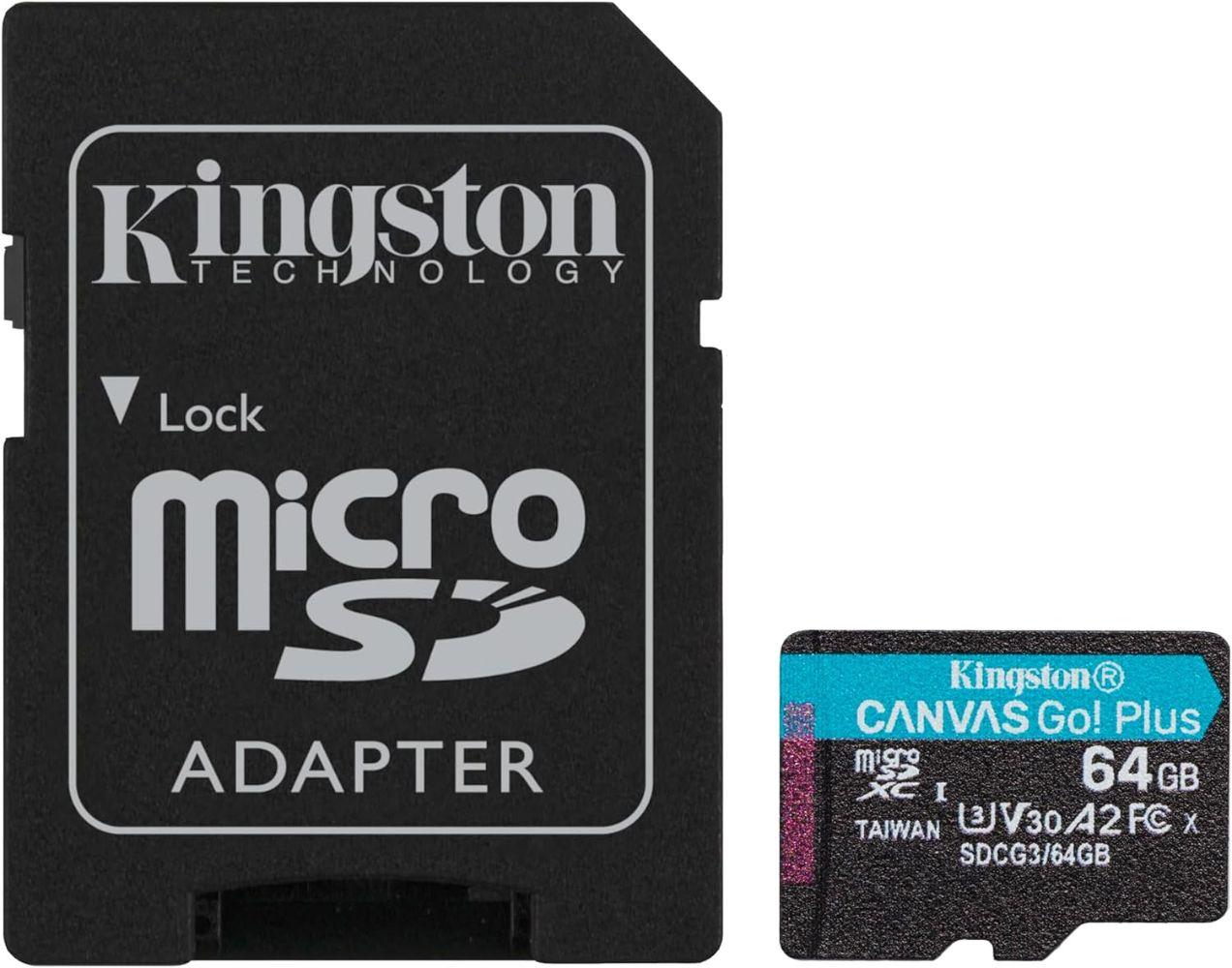 Kingston Canvas Go! Plus microSDXC Memory Card with SD Adapter - 64GB - Black/Blue - Brand New