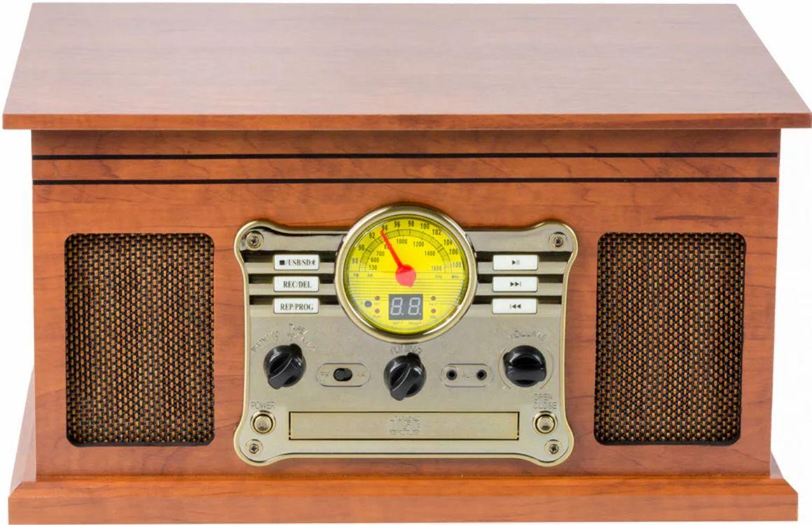 Lenoxx  Vinyl Bluetooth + CD Player in 1 Retro Music Centre All Music Formats - Brown - Brand New