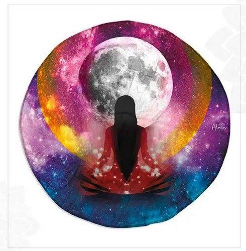 Alma Universal MEDITATION MOON ROUND BEACH MATS unisex Eco-friendly round towel sand free meditation inspired made from recycled plastic bottles - Default - Brand New