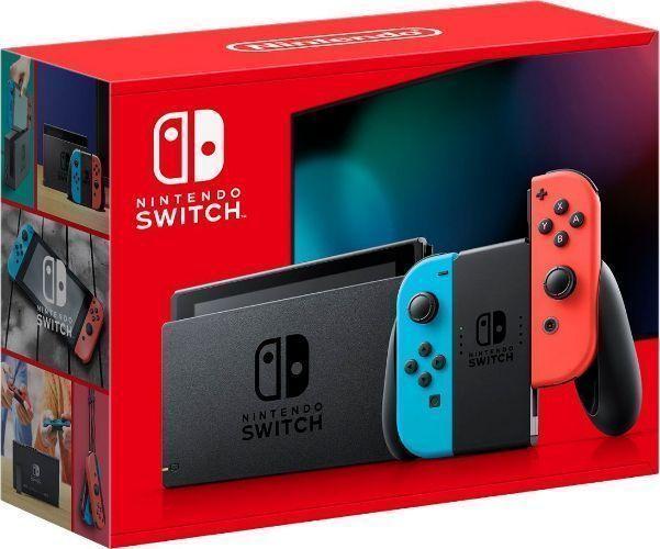 Nintendo Switch V2 Gaming Console Bundle 13 (Screen Protector + Crystal Case) in Neon Blue/Neon Red in Acceptable condition