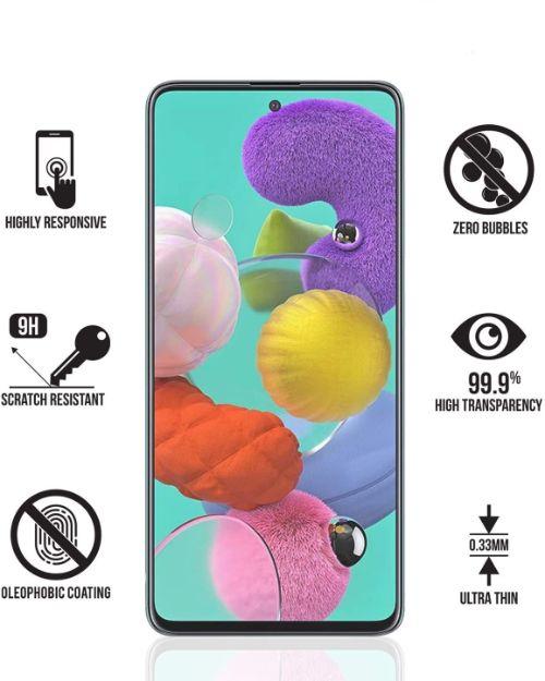 Nuglas  Flat Clear Tempered Glass Screen Protector for Galaxy A51 - Clear - Brand New