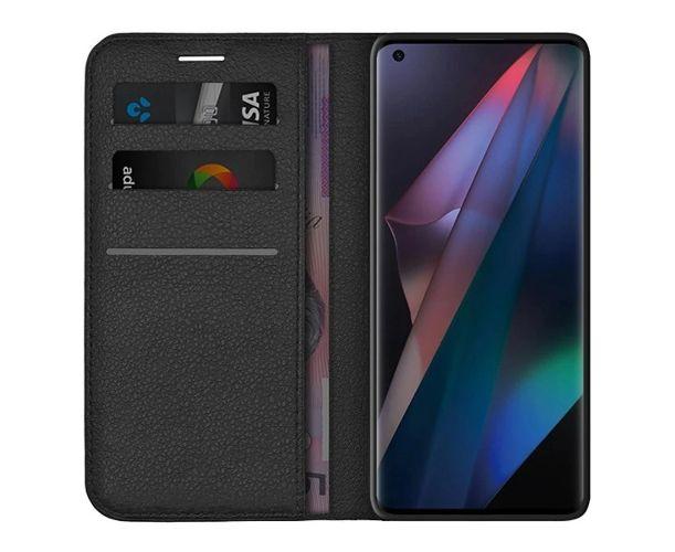 Oppo Book Style Colour Side Flip Case for Oppo Find X3 Pro - Black - Brand New