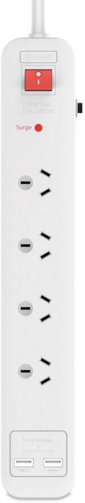 Philips  CHP4346 Power Strip with Switch 4 Ways + 2x USB Power (AU Plug) - White - Brand New