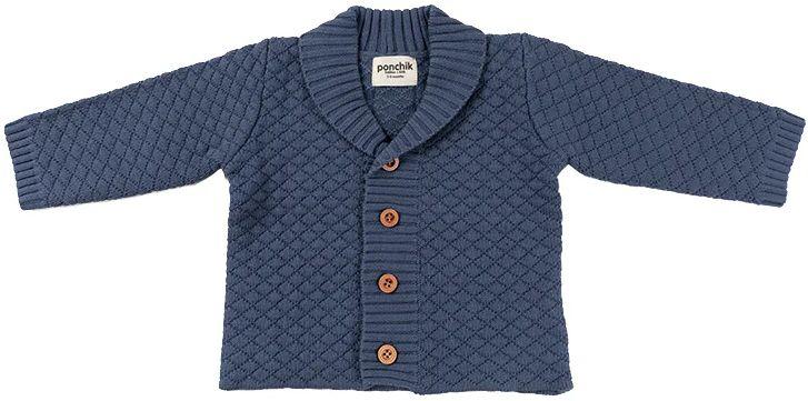 Ponchik Babies + Kids  Bubble Knit Collar Cardigan (3 Years Old) - Slate - Over Stock