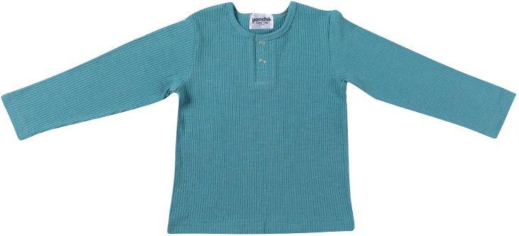 Ponchik Babies + Kids  Cotton Rib Henley T Shirt (6 - 12M) - Turquoise - Over Stock