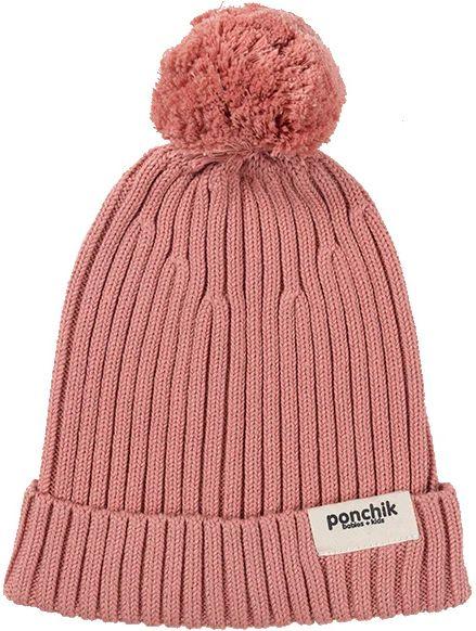 Ponchik Babies + Kids  Pom Pom Ribbed Knit Beanie (3M - 5Y) - Carnation - Over Stock