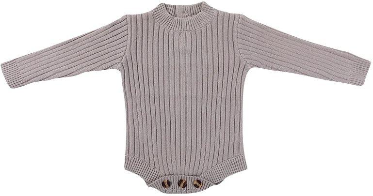 Ponchik Babies + Kids  Rib Knit Mock Neck Baby Bodysuit (3 - 6M) - Pebble - Over Stock