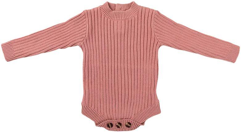 Ponchik Babies + Kids  Rib Knit Mock Neck Baby Bodysuit (12 - 18M) - Primrose - Over Stock