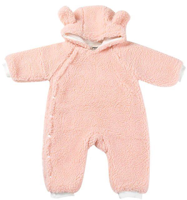 Ponchik Babies + Kids  Teddy Bear Fluffy Button Baby Pramsuit (2 Years Old) - Strawberry Milk - Over Stock