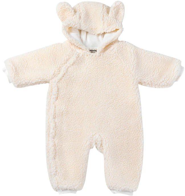 Ponchik Babies + Kids  Teddy Bear Fluffy Button Baby Pramsuit (12 - 18M) - Buttermilk - Over Stock