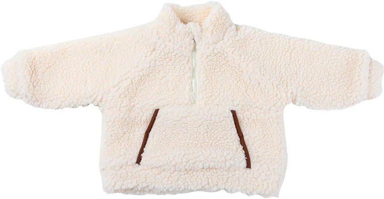 Ponchik Babies + Kids  Teddy Zip Children's Jumper with Front Pocket (6 - 12M) - Buttermilk/Tan - Over Stock