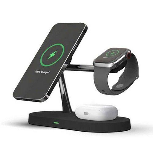 PTC Select 5 in 1 Magnetic MagSafe Wireless Charger Stand Dock for Apple - Black - Brand New