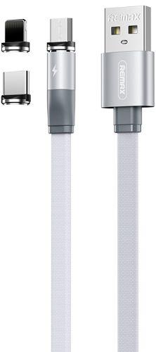 Remax RC-169th Flag Series 3-in-1 Magnetic Charging Cable 2.1A (1M) - White - Brand New