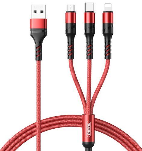 Remax RC-186th Speed Series 3-in-1 Charging Cable 3.1A (1.2M) - Red - Brand New