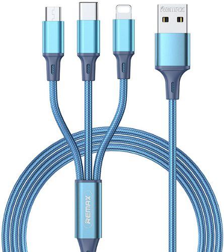 Remax RC-189th Gition Series 3-in-1 Charging Cable 3.1A (1.2M) - Blue - Brand New
