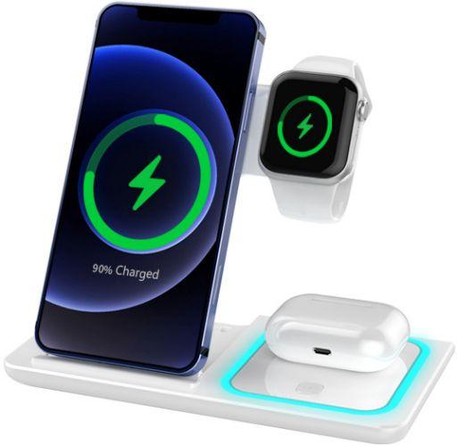Remax RP-W53 Brainy Series Foldable 3-in-1 15W Wireless Charger - White - Brand New