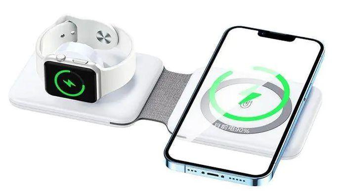 Remax RP-W56 Multi Function Uswon 18W 3-in-1 Folding Magnetic Charger - White - Brand New