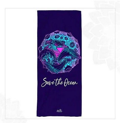 SAVE THE OCEAN BEACH TOWEL unisex Eco-friendly beach gym camping towel sand free made from recycled plastic bottles