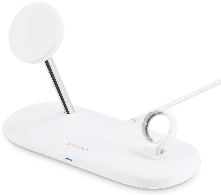 Sprout Qi2 Magnetic 3-in-1 Wireless Charger - White - Premium