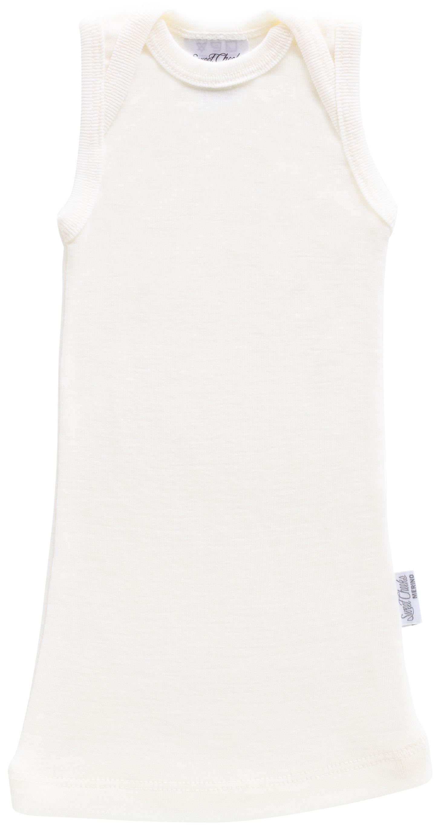 Sweet Cheeks Merino Baby Merino Envelope Neck Singlet Vanilla